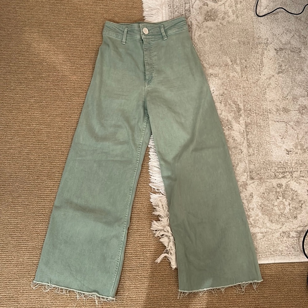 Zara green marine straight jeans